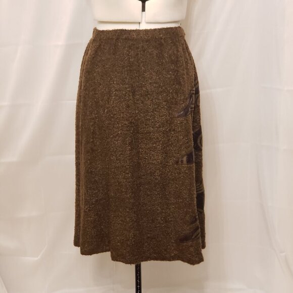Vintage Moshita Couture 2 Piece Brown Outfit w/Faux Fur Collar and Trim, Size 16 - Picture 6 of 16